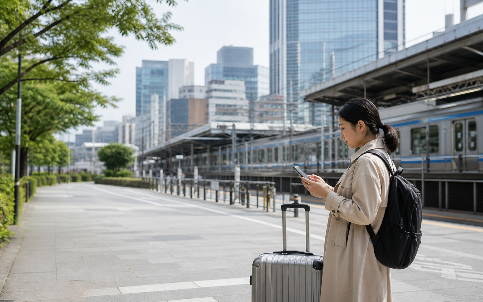 Custom editorial artwork for a traveler planning the tokyo airport to city route, without text or logos.